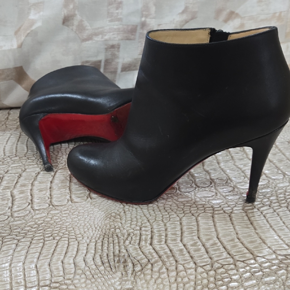 Christian Louboutin Black Heeled Boots with Red Soles